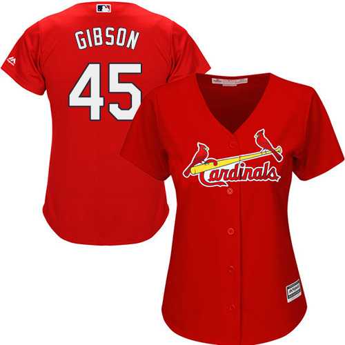 Women's St.Louis Cardinals #45 Bob Gibson Red Alternate Stitched MLB Jersey