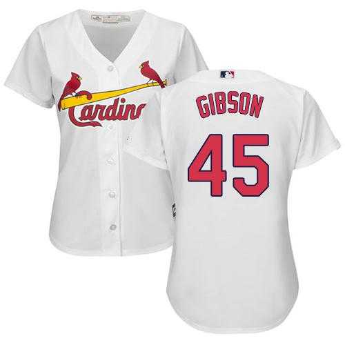 Women's St.Louis Cardinals #45 Bob Gibson White Home Stitched MLB Jersey