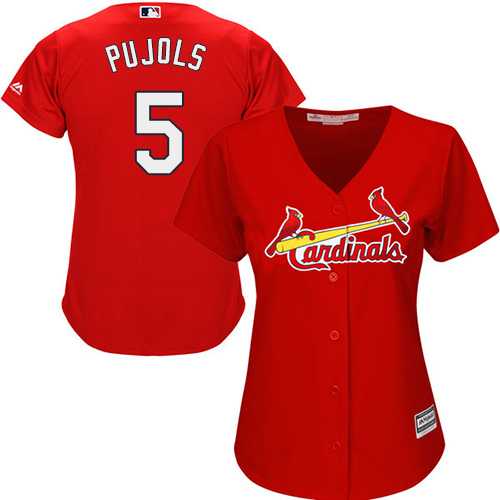 Women's St.Louis Cardinals #5 Albert Pujols Red Alternate Stitched MLB Jersey
