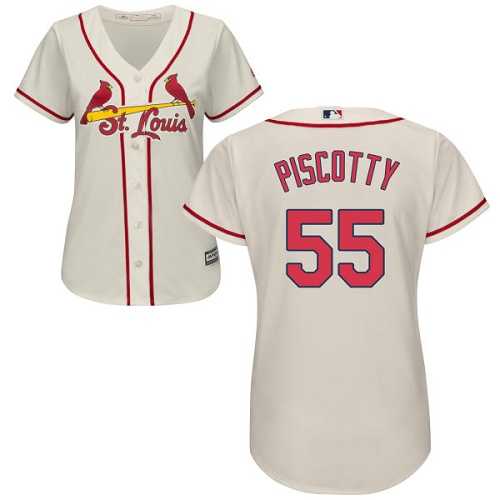 Women's St.Louis Cardinals #55 Stephen Piscotty Cream Alternate Stitched MLB Jersey