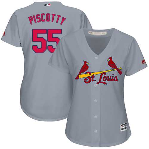 Women's St.Louis Cardinals #55 Stephen Piscotty Grey Road Stitched MLB Jersey