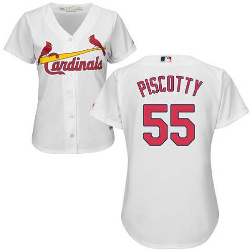 Women's St.Louis Cardinals #55 Stephen Piscotty White Home Stitched MLB Jersey