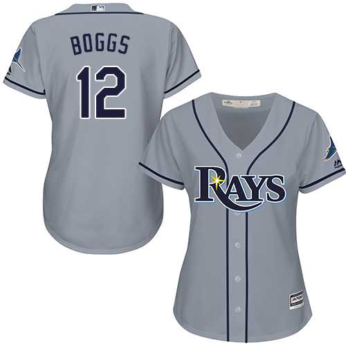 Women's Tampa Bay Rays #12 Wade Boggs Grey Road Stitched MLB Jersey