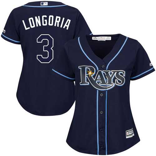 Women's Tampa Bay Rays #3 Evan Longoria Dark Blue Alternate Stitched MLB Jersey