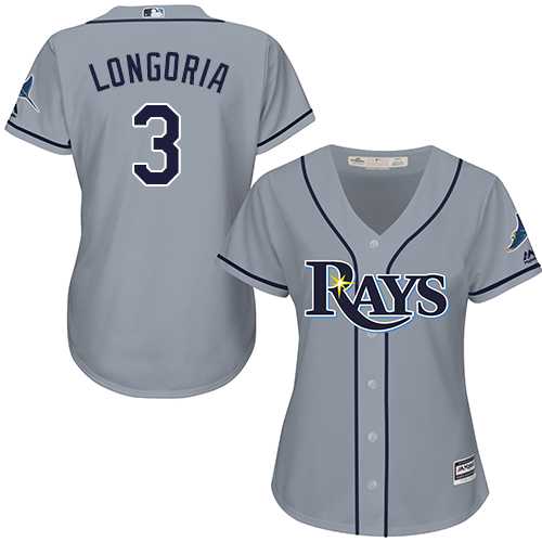 Women's Tampa Bay Rays #3 Evan Longoria Grey Road Stitched MLB Jersey