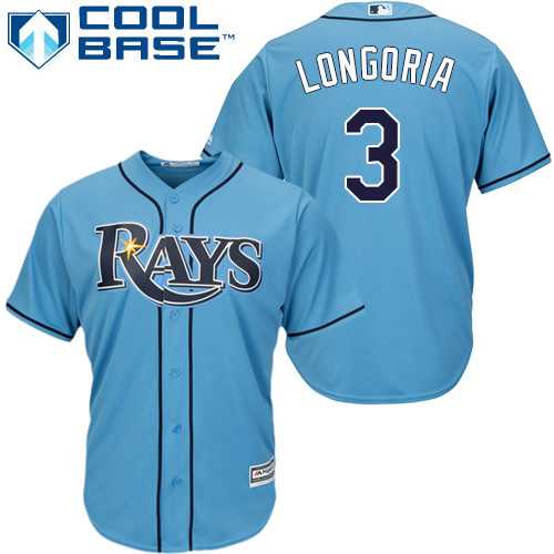 Women's Tampa Bay Rays #3 Evan Longoria Light Blue Alternate Stitched MLB Jersey