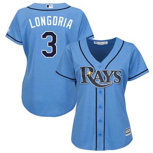 Women's Tampa Bay Rays #3 Evan Longoria Light Blue Alternate Stitched MLB Jersey