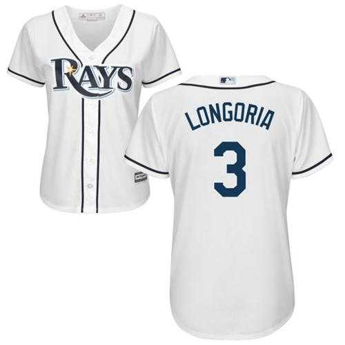 Women's Tampa Bay Rays #3 Evan Longoria White Fashion Stitched MLB Jersey