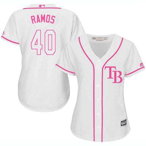 Women's Tampa Bay Rays #40 Wilson Ramos White Pink Fashion Stitched MLB Jersey