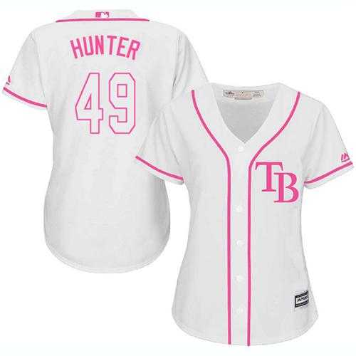 Women's Tampa Bay Rays #49 Tommy Hunter White Pink Fashion Stitched MLB Jersey