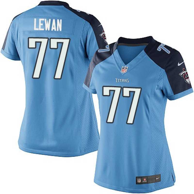 Women's Tennessee Titans #77 Taylor Lewan Light Blue NFL Jersey