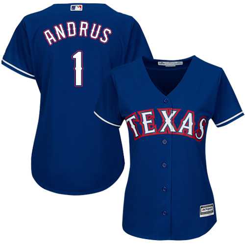 Women's Texas Rangers #1 Elvis Andrus Blue Alternate Stitched MLB Jersey