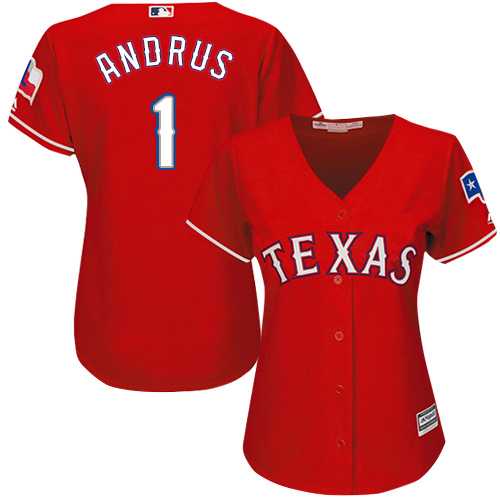 Women's Texas Rangers #1 Elvis Andrus Red Alternate Stitched MLB Jersey