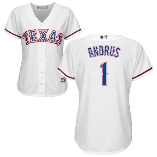 Women's Texas Rangers #1 Elvis Andrus White Home Stitched MLB Jersey