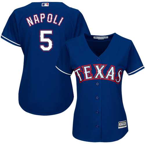 Women's Texas Rangers #5 Mike Napoli Blue Alternate Stitched MLB Jersey