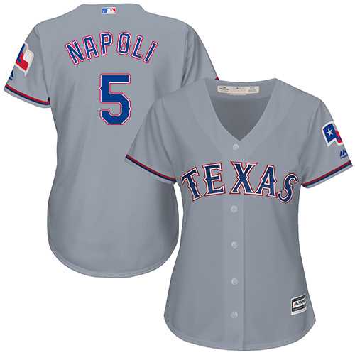 Women's Texas Rangers #5 Mike Napoli Grey Road Stitched MLB Jersey