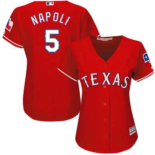 Women's Texas Rangers #5 Mike Napoli Red Alternate Stitched MLB Jersey