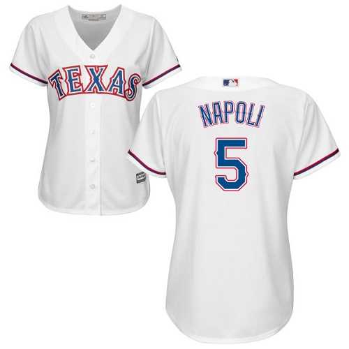 Women's Texas Rangers #5 Mike Napoli White Home Stitched MLB Jersey