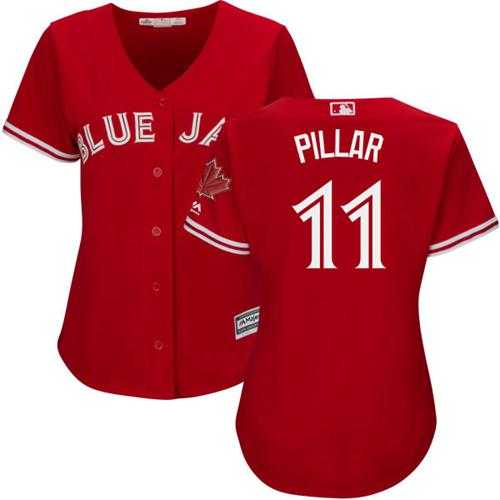 Women's Toronto Blue Jays #11 Kevin Pillar Red Canada Day Stitched MLB Jersey