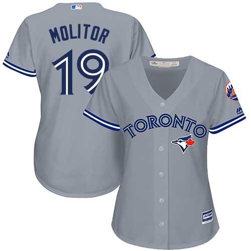 Women's Toronto Blue Jays #19 Paul Molitor Grey Road Stitched MLB Jersey