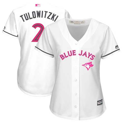 Women's Toronto Blue Jays #2 Troy Tulowitzki White Mother's Day Cool Base Stitched MLB Jersey