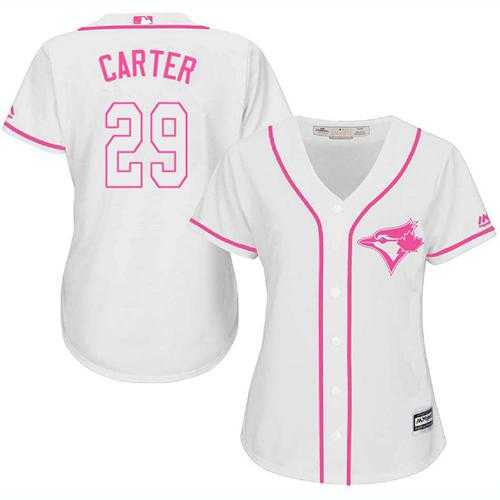 Women's Toronto Blue Jays #29 Joe Carter White Pink Fashion Stitched MLB Jersey