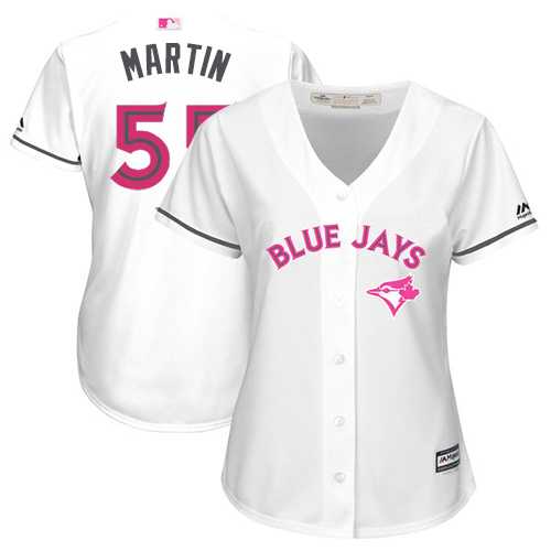 Women's Toronto Blue Jays #55 Russell Martin White Mother's Day Cool Base Stitched MLB Jersey