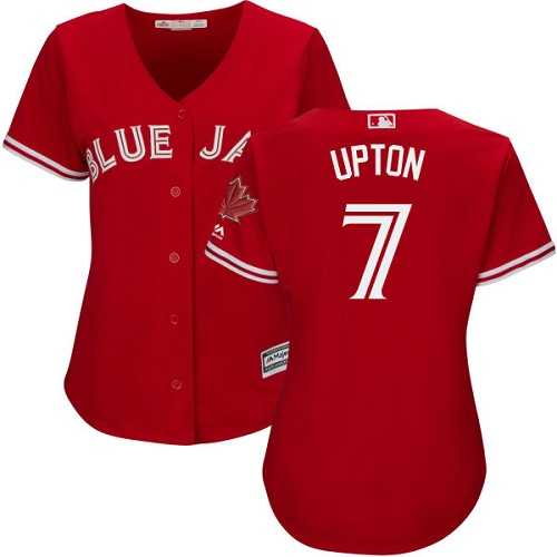 Women's Toronto Blue Jays #7 B.J. Upton Red Canada Day Stitched MLB Jersey