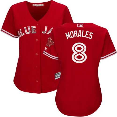 Women's Toronto Blue Jays #8 Kendrys Morales Red Canada Day Stitched MLB Jersey