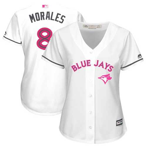 Women's Toronto Blue Jays #8 Kendrys Morales White Mother's Day Cool Base Stitched MLB Jersey