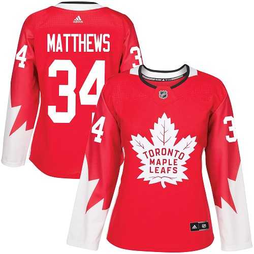 Women's Toronto Maple Leafs #34 Auston Matthews Red Alternate Stitched NHL Jersey