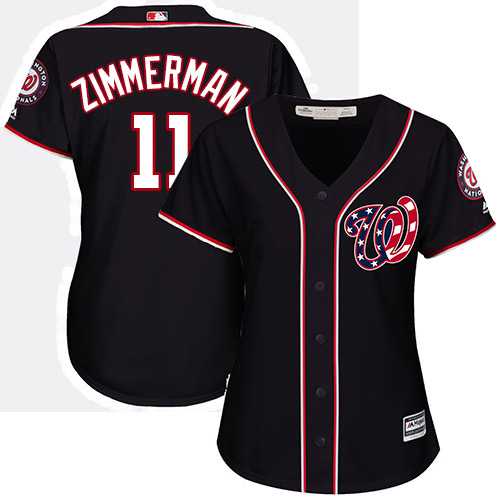 Women's Washington Nationals #11 Ryan Zimmerman Navy Blue Alternate Stitched MLB Jersey