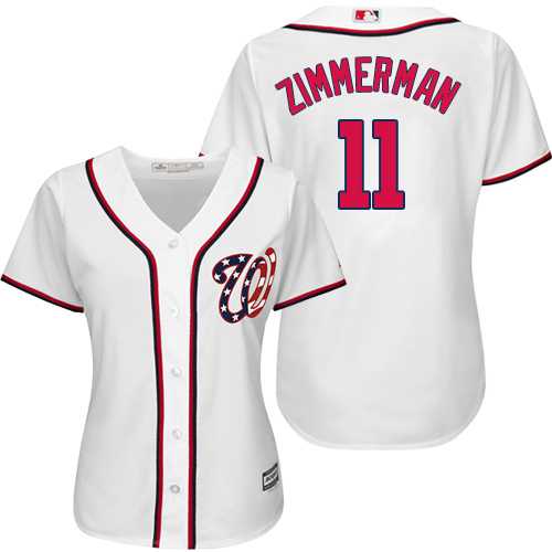 Women's Washington Nationals #11 Ryan Zimmerman White Home Stitched MLB Jersey