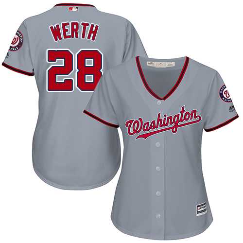 Women's Washington Nationals #28 Jayson Werth Grey Road Stitched MLB Jersey