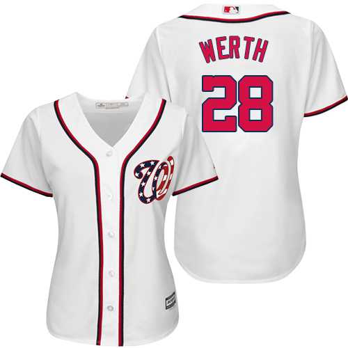 Women's Washington Nationals #28 Jayson Werth White Fashion Stitched MLB Jersey
