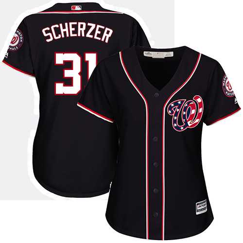 Women's Washington Nationals #31 Max Scherzer Navy Blue Alternate Stitched MLB Jersey