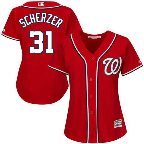 Women's Washington Nationals #31 Max Scherzer Red Alternate Stitched MLB Jersey