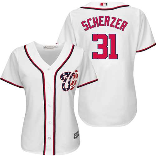 Women's Washington Nationals #31 Max Scherzer White Home Stitched MLB Jersey