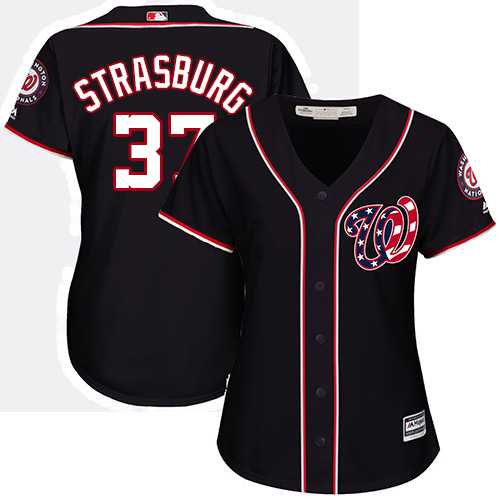 Women's Washington Nationals #37 Stephen Strasburg Navy Blue Alternate Stitched MLB Jersey
