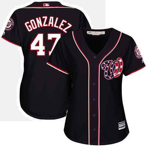 Women's Washington Nationals #47 Gio Gonzalez Navy Blue Alternate Stitched MLB Jersey