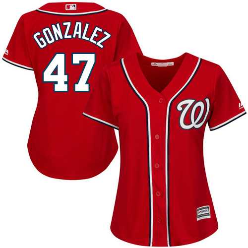 Women's Washington Nationals #47 Gio Gonzalez Red Alternate Stitched MLB Jersey