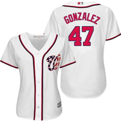 Women's Washington Nationals #47 Gio Gonzalez White Home Stitched MLB Jersey