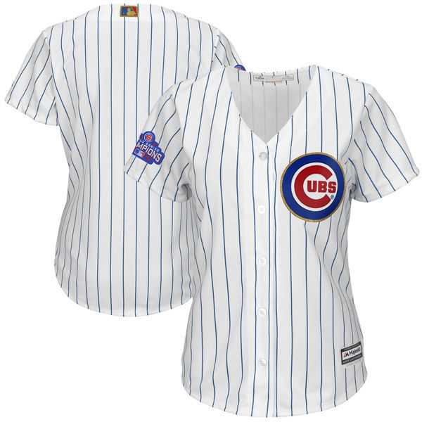 Women Chicago Cubs Blank White 2017 Gold Program Cool Base Stitched MLB Jersey