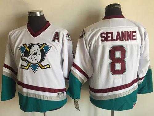 Youth Anaheim Ducks #8 Teemu Selanne White CCM Throwback Stitched NHL Jersey