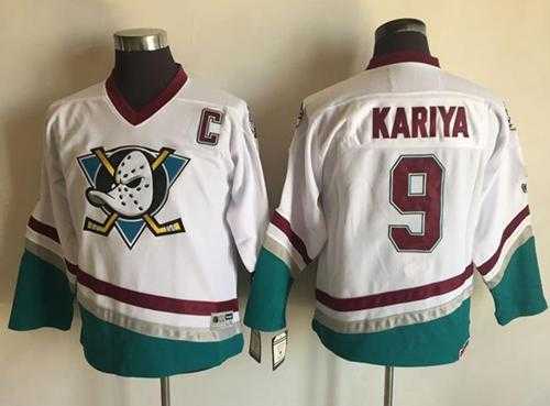 Youth Anaheim Ducks #9 Paul Kariya White CCM Throwback Stitched NHL Jersey