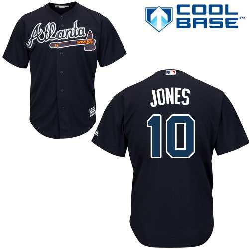 Youth Atlanta Braves #10 Chipper Jones Navy Blue Cool Base Stitched MLB Jersey