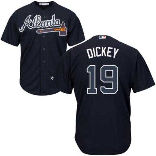 Youth Atlanta Braves #19 R.A. Dickey Navy Blue Cool Base Stitched MLB Jersey