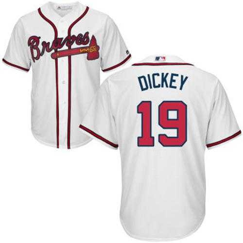 Youth Atlanta Braves #19 R.A. Dickey White Cool Base Stitched MLB Jersey
