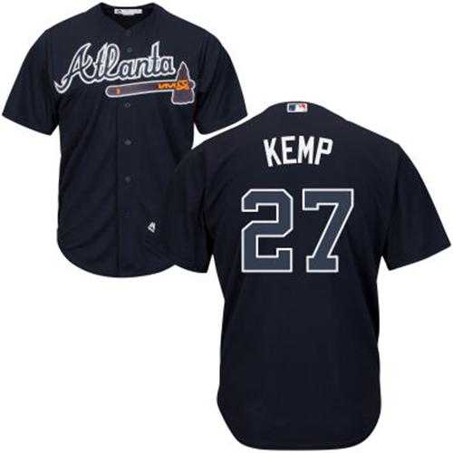 Youth Atlanta Braves #27 Matt Kemp Navy Blue Cool Base Stitched MLB Jersey