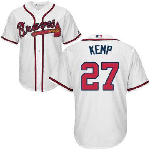 Youth Atlanta Braves #27 Matt Kemp White Cool Base Stitched MLB Jersey